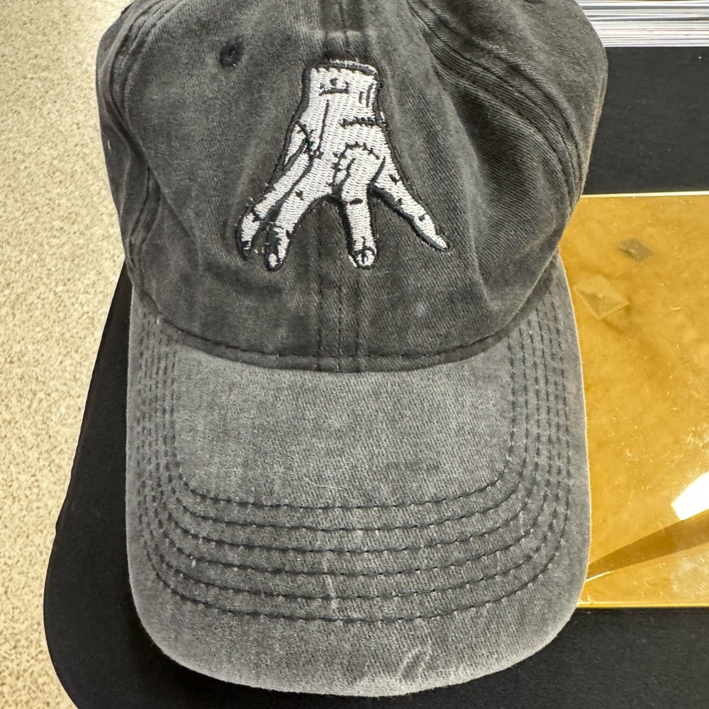 Gray Embroidered Wednesday Thing Design Cap